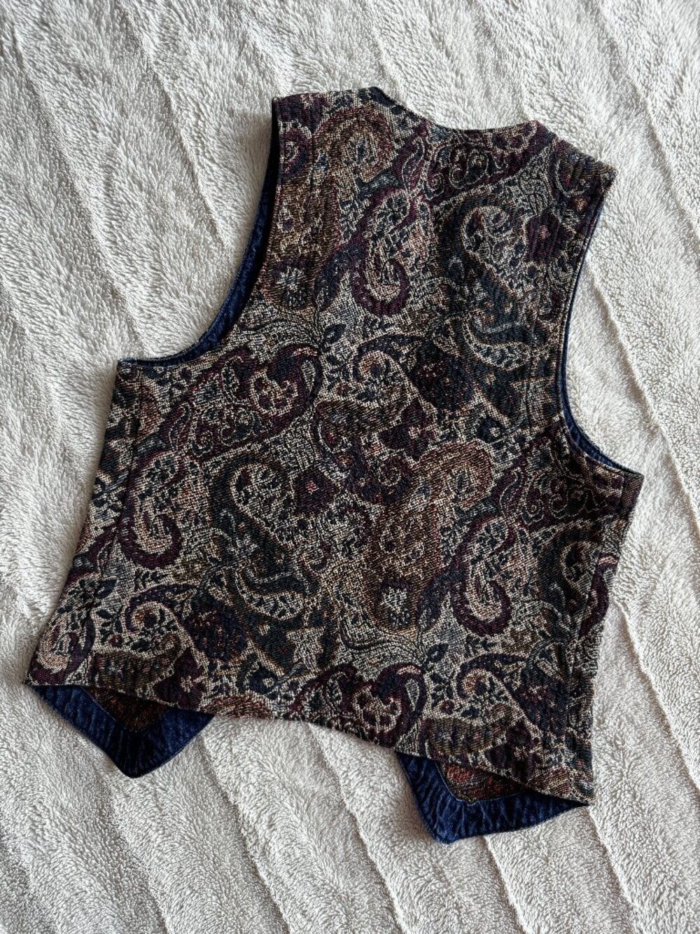 Vintage 90s Got You Covered Woven Tapestry Paisley Vest - Picture 2 of 13